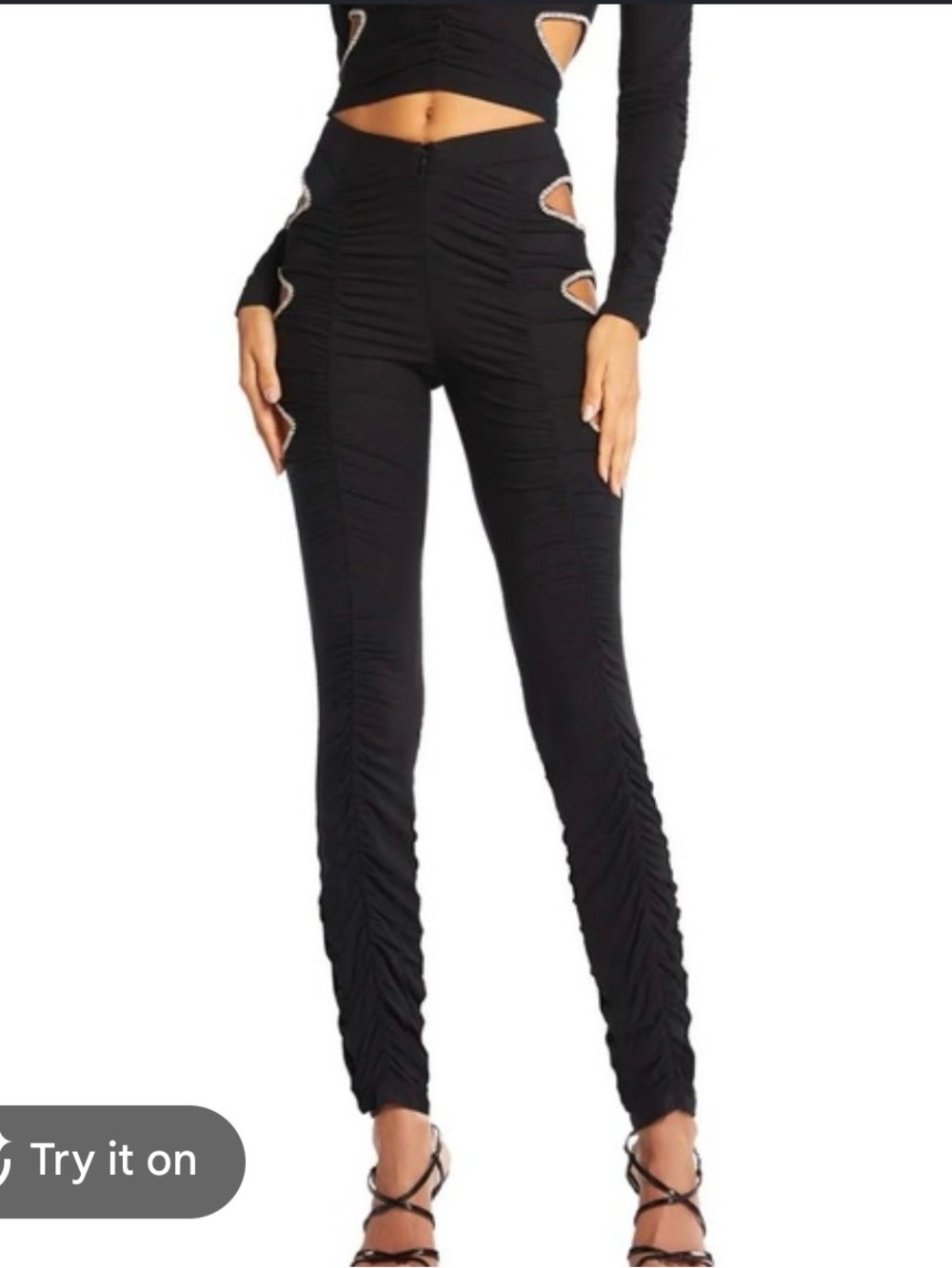 Women's IAMGIA Black Cutout Pants with High-Waist